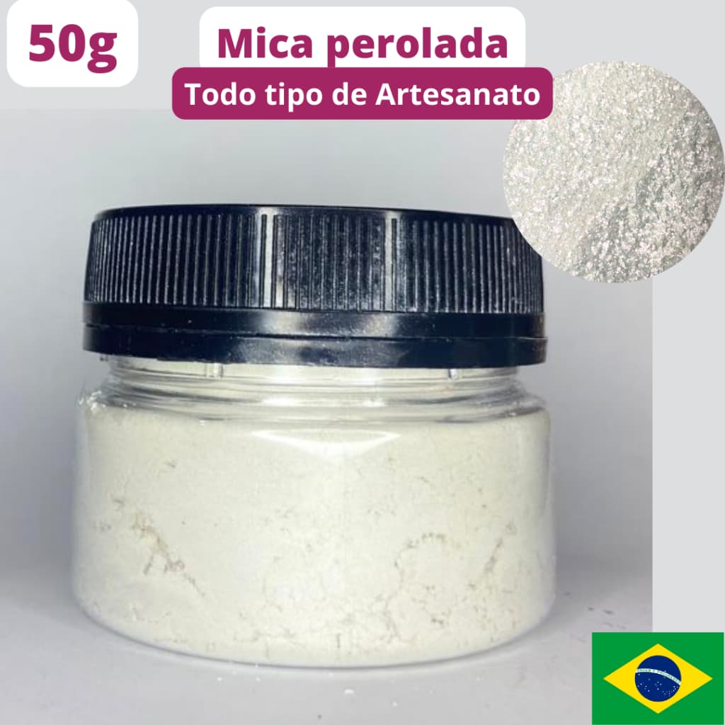 50g Mica pigmento metálico perolado branco para resina epóxi artesanato decoração diy gesso bisquit