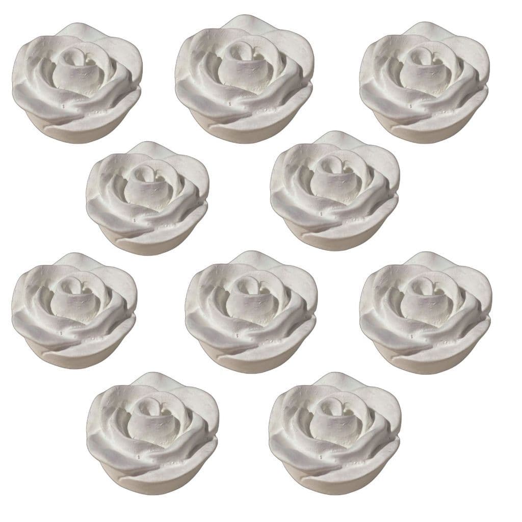 Kit 10 Flor Botão de Rosa em Gesso Cru