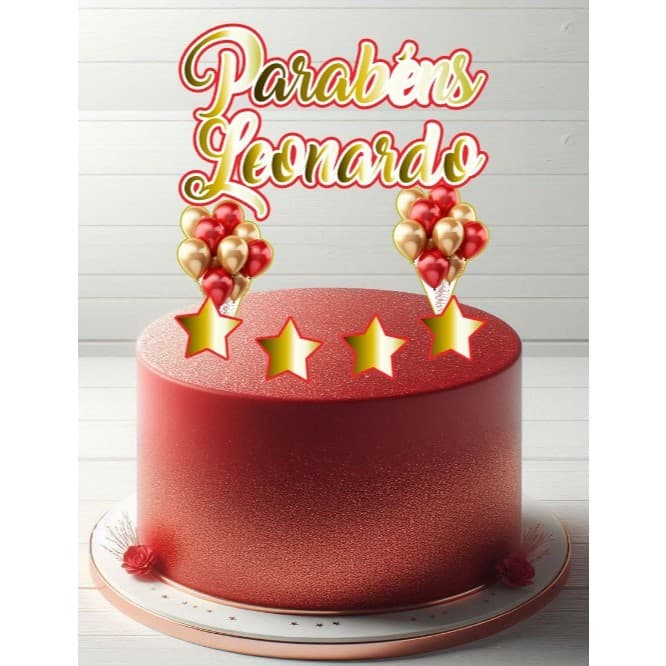 Topo topper de bolo MASCULINO personalizado com nome e idade