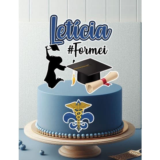 Topo topper de bolo Formatura PEDAGOGIA personalizado com nome e idade