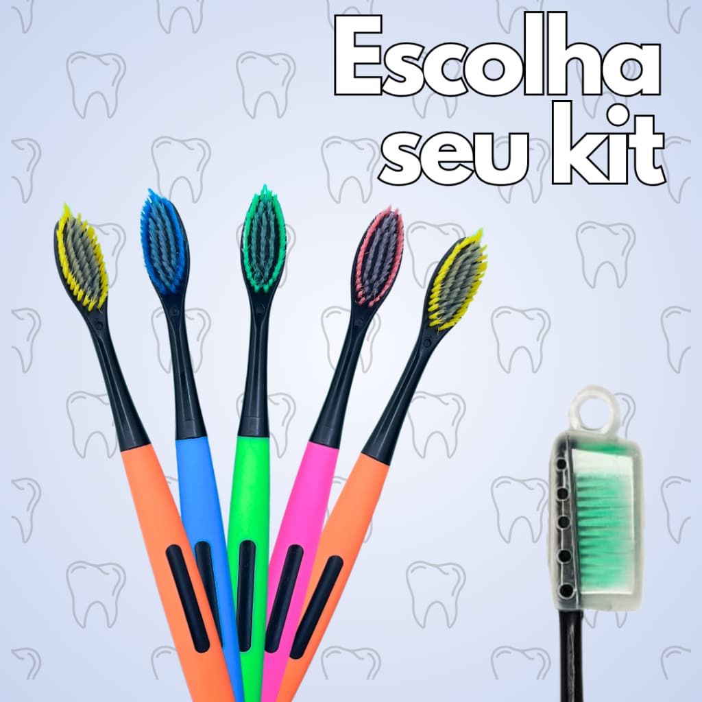 Escolha Seu Kit Escova de Dente Cerdas Macias Com Capa Protetora Adulto