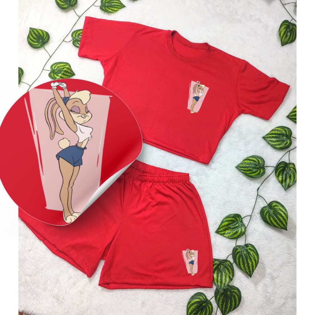 Conjunto Feminino LOLA Blusa Cropped + Short Estampada  Roupa Feminina Kit academia