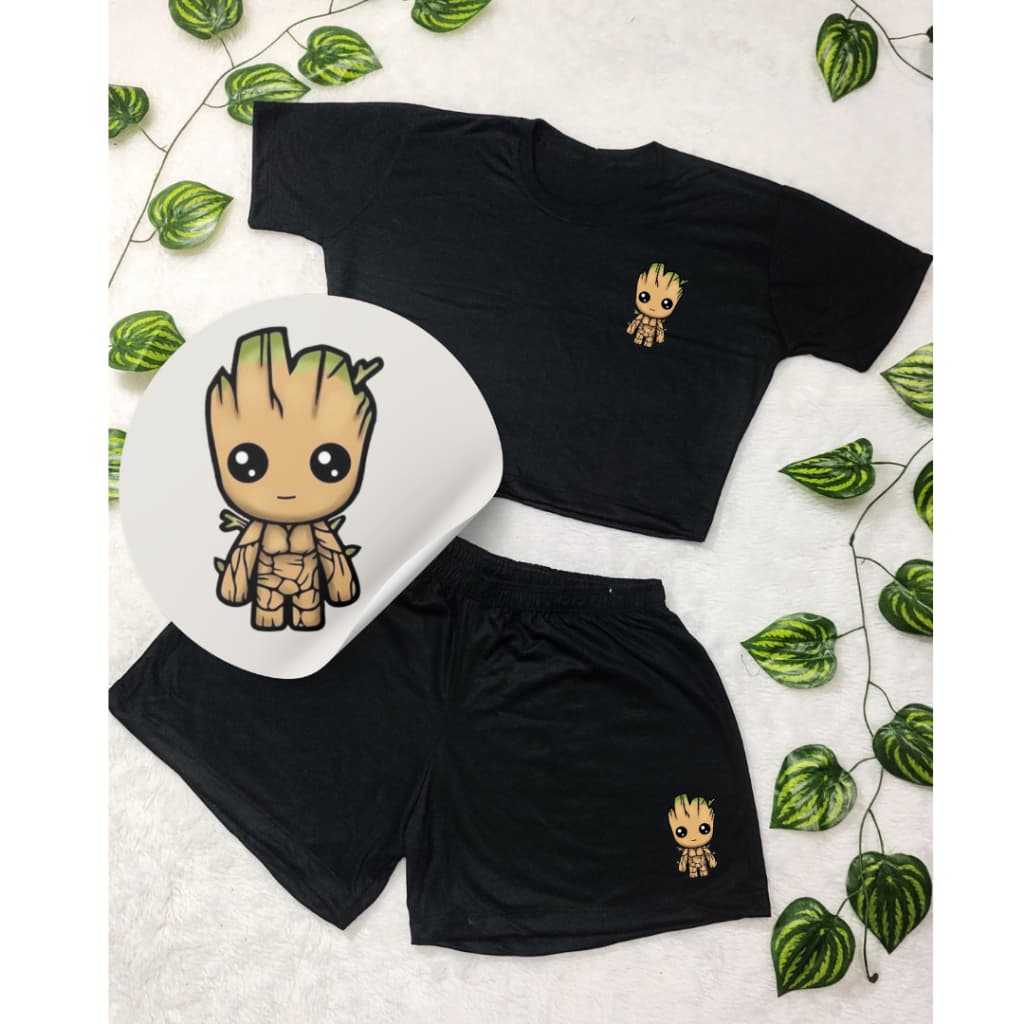 Conjunto Feminino Blusa Cropped + Short Estampada  Roupa Feminina Kit academia GROOT