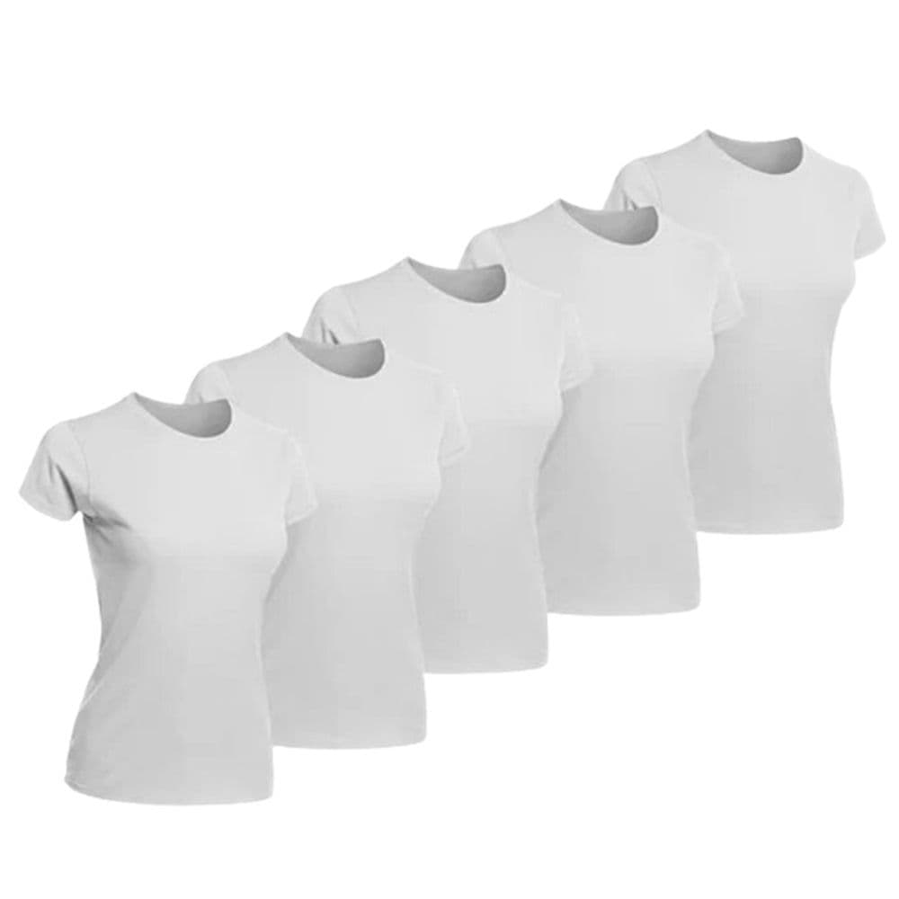 Kit 5 Camisetas Femininas Poliéster Lisas Para Personalização Sublimação SilkScreen Estampa
