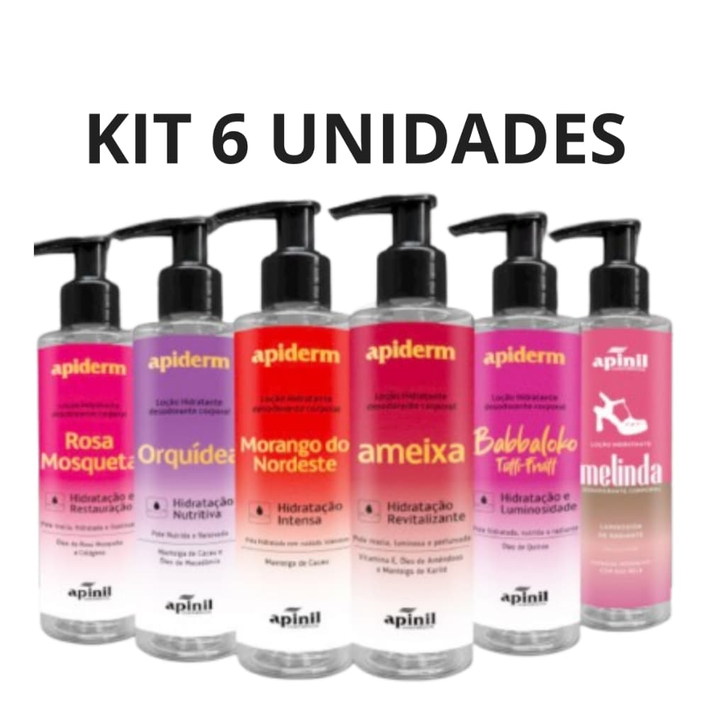 LOÇÃO HIDRATANTE CORPORAL APIDERM APINIL KIT 6 UNIDADES TAMPA COM BICO