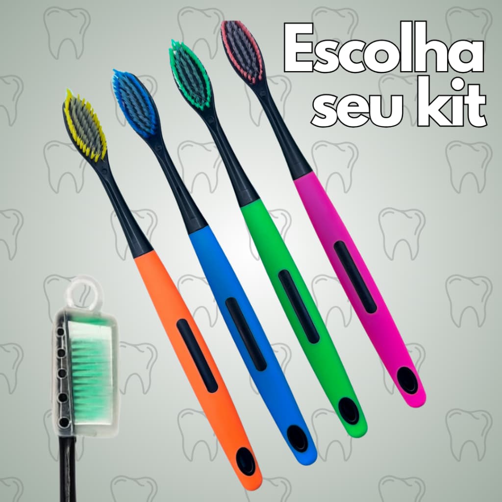 Kit Pacote Escova Dental Média Adulto Com Capa Protetora Escolha A Quantidade