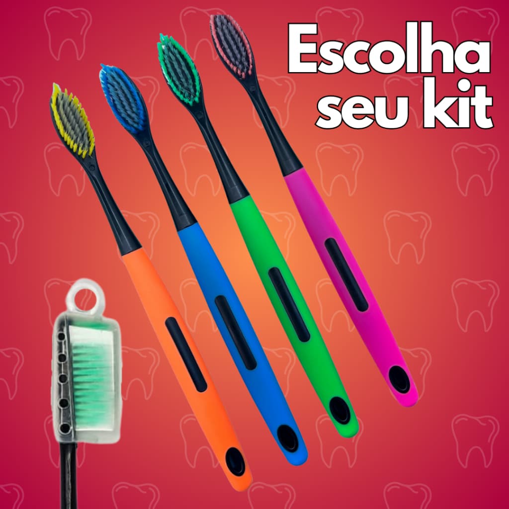 Escolha Seu Kit Escova de Dente Cerdas Macias Média Com Capa Protetora Higiênica