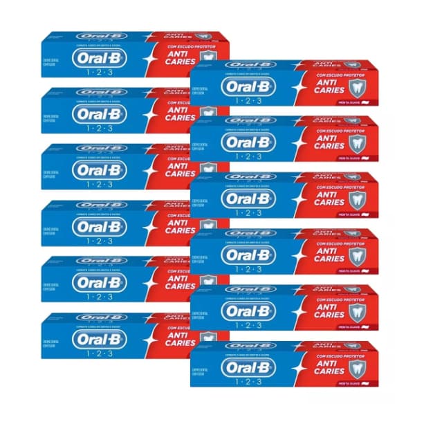 KIT 12 UND CREME DENTAL ORAL-B 123 ANTICARIES 70G