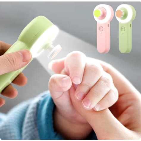Novo cortador de unhas para crianças com luz led e 6 cabeças de moagem, carregamento elétrico