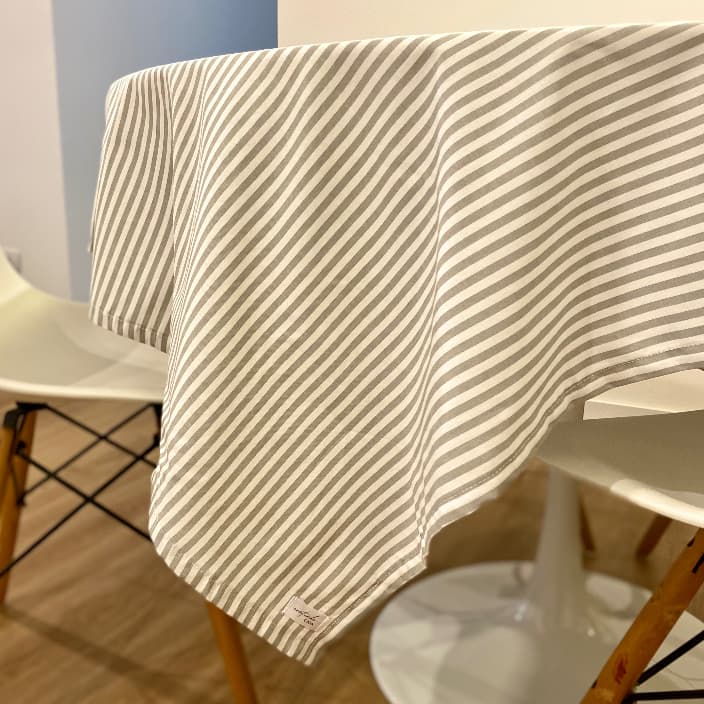 Toalha De Mesa Listrada | Toalha De Mesa Listras Bege Cinza Verde Azul | Toalha De Mesa 100% Algodão