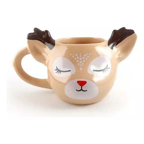 Caneca 3D Rena Natal Veado Cervo Alce Papai Noel Natalino Bichinho Cerâmica 200ml