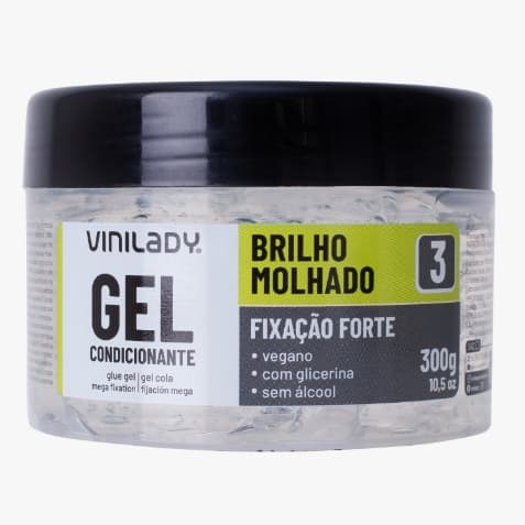 Gel De Cabelo Condicionante Fixacao Forte N 3 Com 300g Modela E Fixa Sem Ressecar Vini Lady