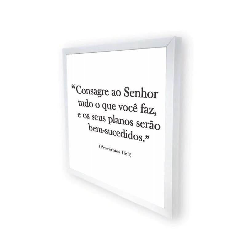 Quadro 40x40 Para Caixa De Luz porta chaves  resinado CONSAGRE AO SENHOR fundo branco (M BRANCO)