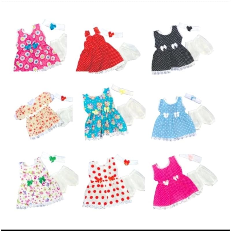 kit com 12 peças para boneca baby alive vestidos 25 a 30cm