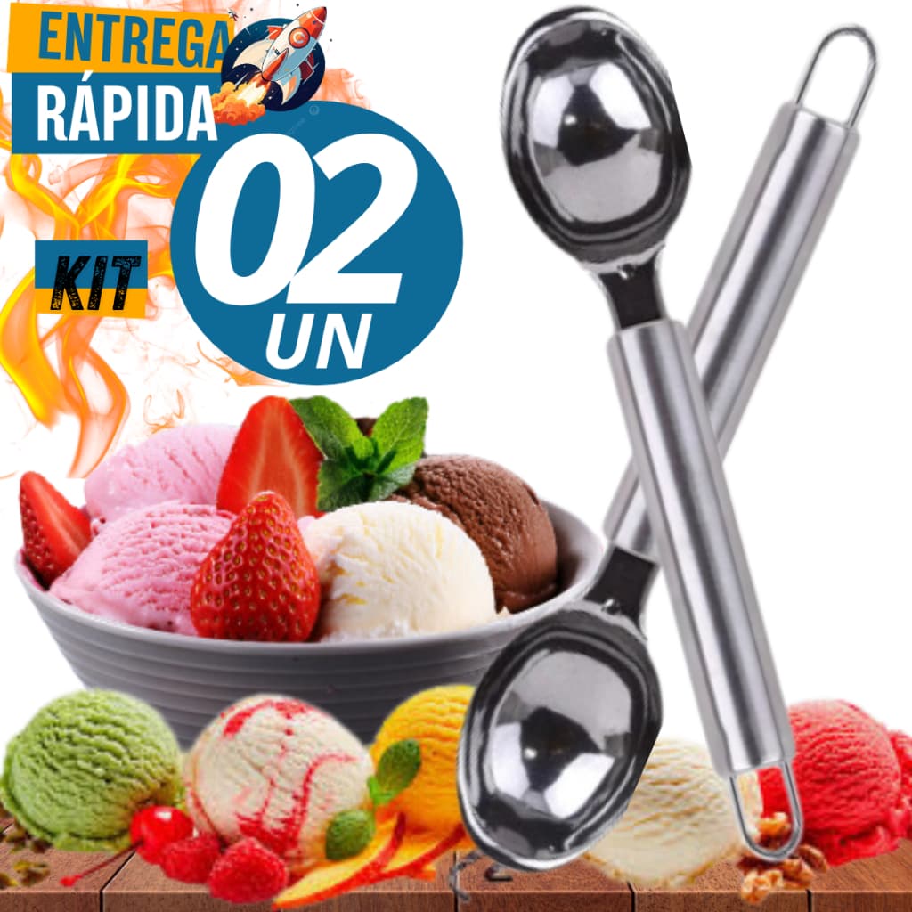 Jogo Kit 2 Pegadores de Sorvete Colher para Sorvete Inox Alta Qualidade Promoção