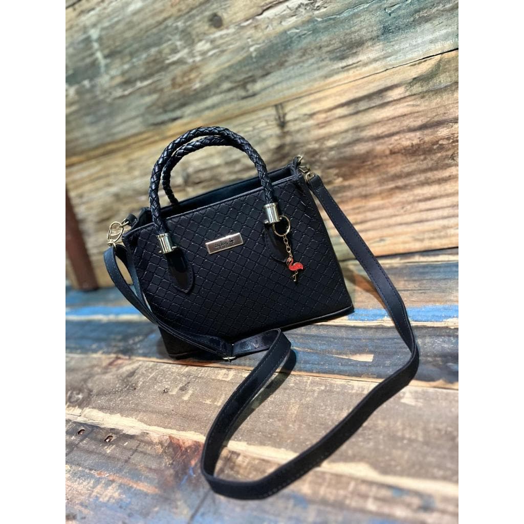 Bolsa Casual Média Transversal Feminina de Onbro e de Mão Rafhig Bordada Metalace