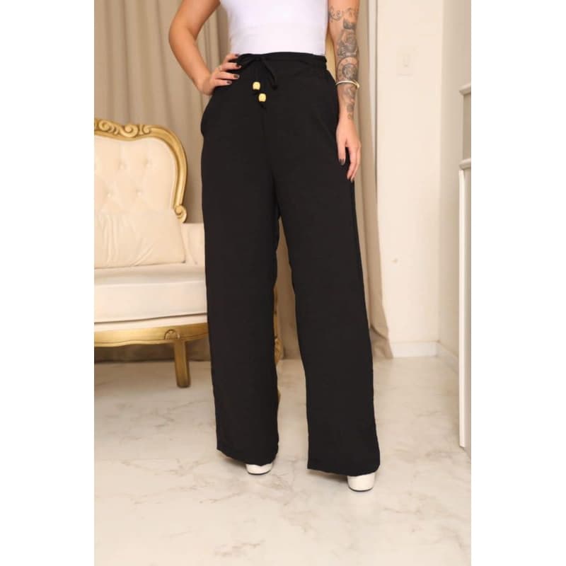 Calça Pantalona com forro e bolso no tecido duna M-G-GG
