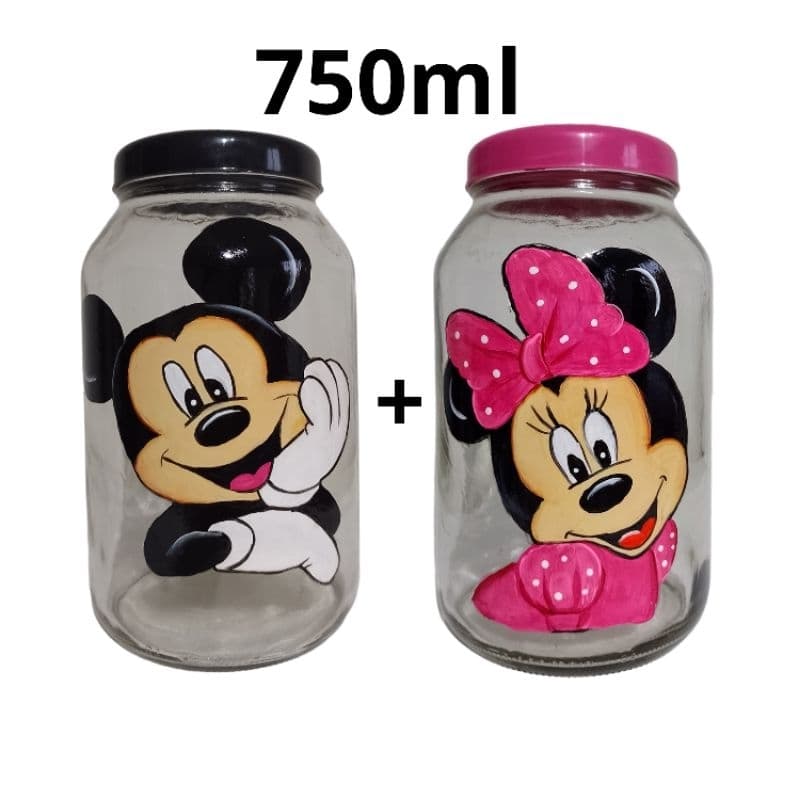 Kit Potes de Vidro 750ml Mickey e Minnie | Escolha variação