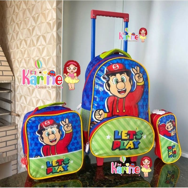 KIT MOCHILA ESCOLAR INFANTIL SUPER MARIO/KIT MOCHILA + LANCHEIRA TÉRMICA + ESTOJO/MOCHILA PARA MENINO/SUPER MARIO/DENLEX