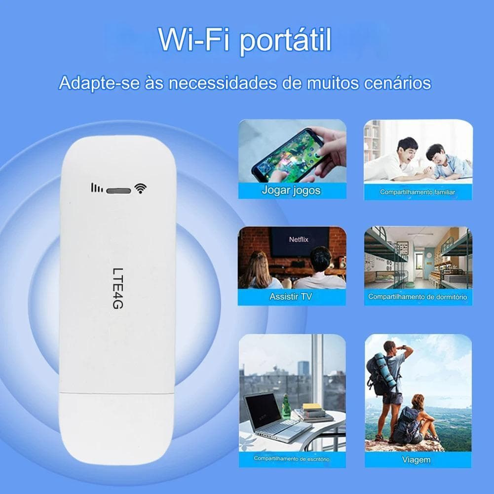Mini Modem USB 4G com Wi-Fi Roteador Wireless W-Fi Compacto Portatil Versatil Desbloqueado Universal Router LTE Dongle