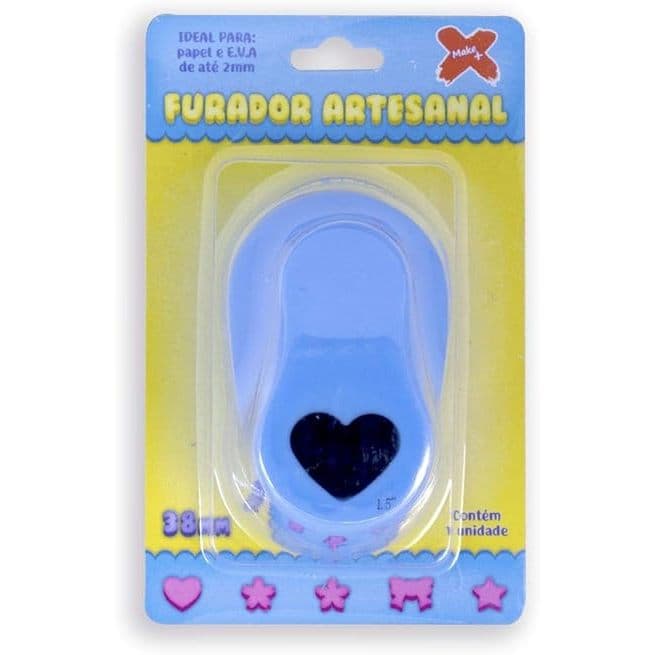Furador Artesanal Para Papel e EVA Coração 38mm - Make+