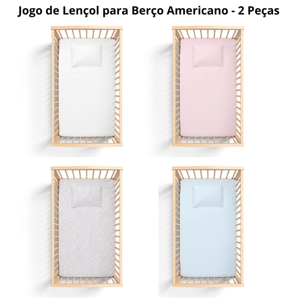 Jogo de Lençol Com Fronha Liso de Malha para Berço Americano - Conforto e Praticidade