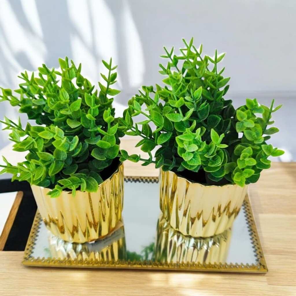Kit 2 Vaso Cachepot Decoração Rose Porcelana Redondo Com Planta Enfeite de mesa para Sala Quarto