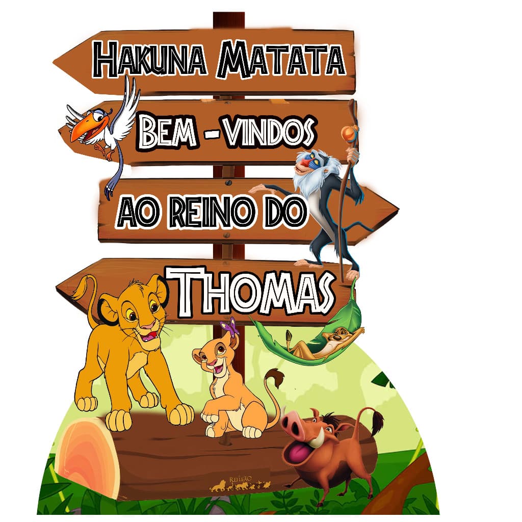 Placa de Bem Vindos rei leão