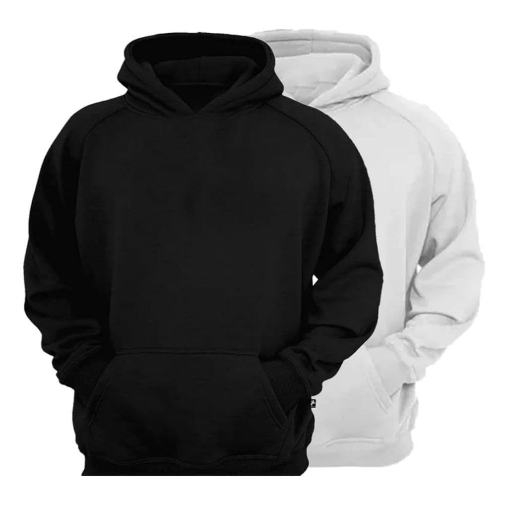 Kit 2 Moletom Canguru Unissex Com Capuz Algodão Flanelado Liso Sem Estampa Feminino Masculino frio