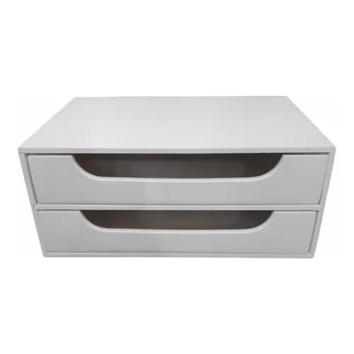 Organizador Decorativo 2 Gavetas Branco Folha Sulfite A4 Base Monitor Suporte