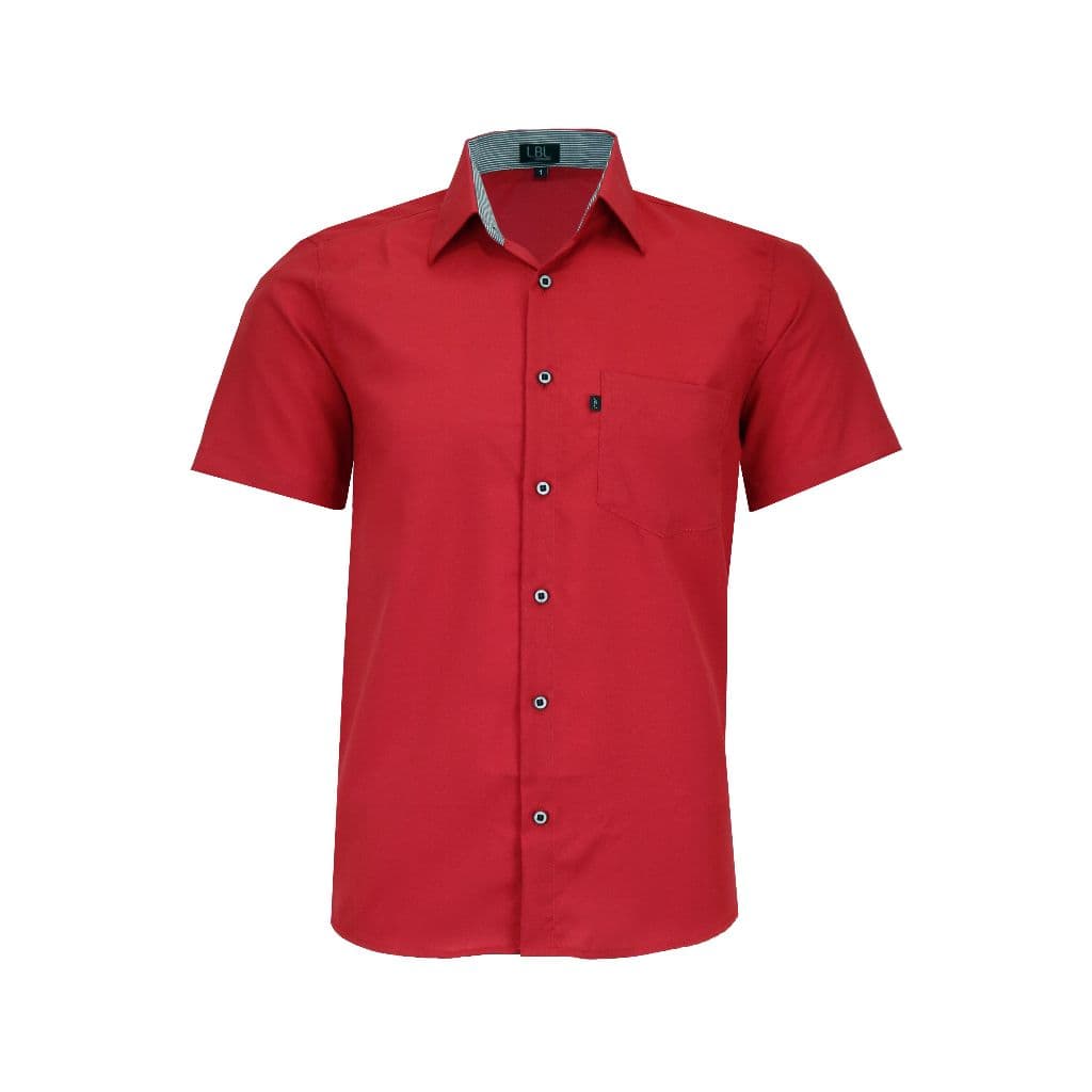 Camisa Social Lisa Masculina Manga Curta Lbl Com Bolso 100% Poliéster Comfort 3031