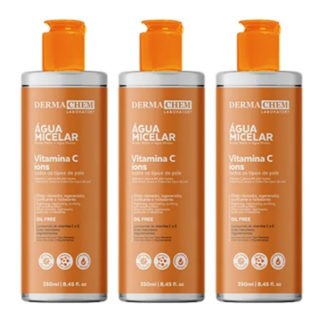 Kit Com 3 Dermachem Água Micelar Vitamina C 250ml