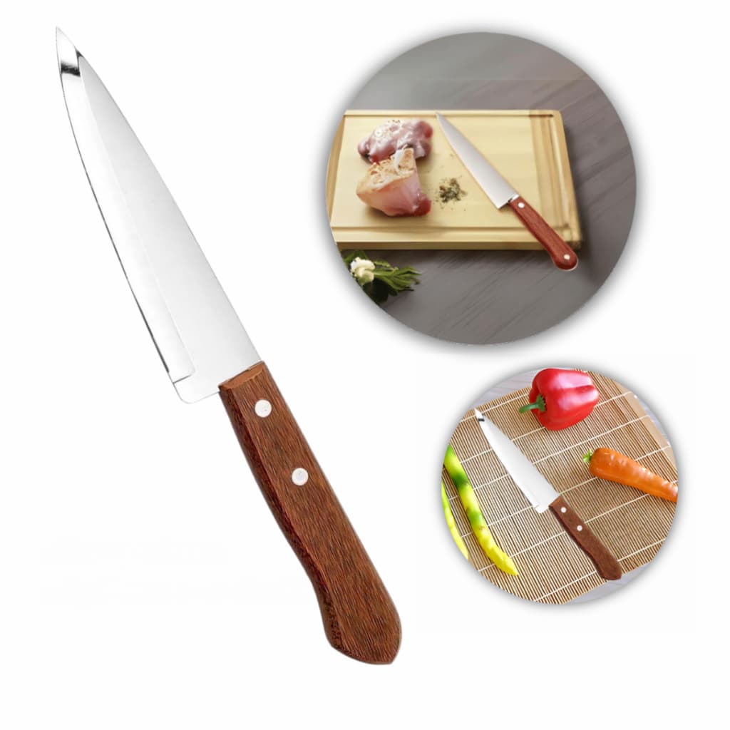 Kit 3 Facas 8" Afiadas – Perfeitas para Churrasco, Cortes de Carne e Preparos Maiores