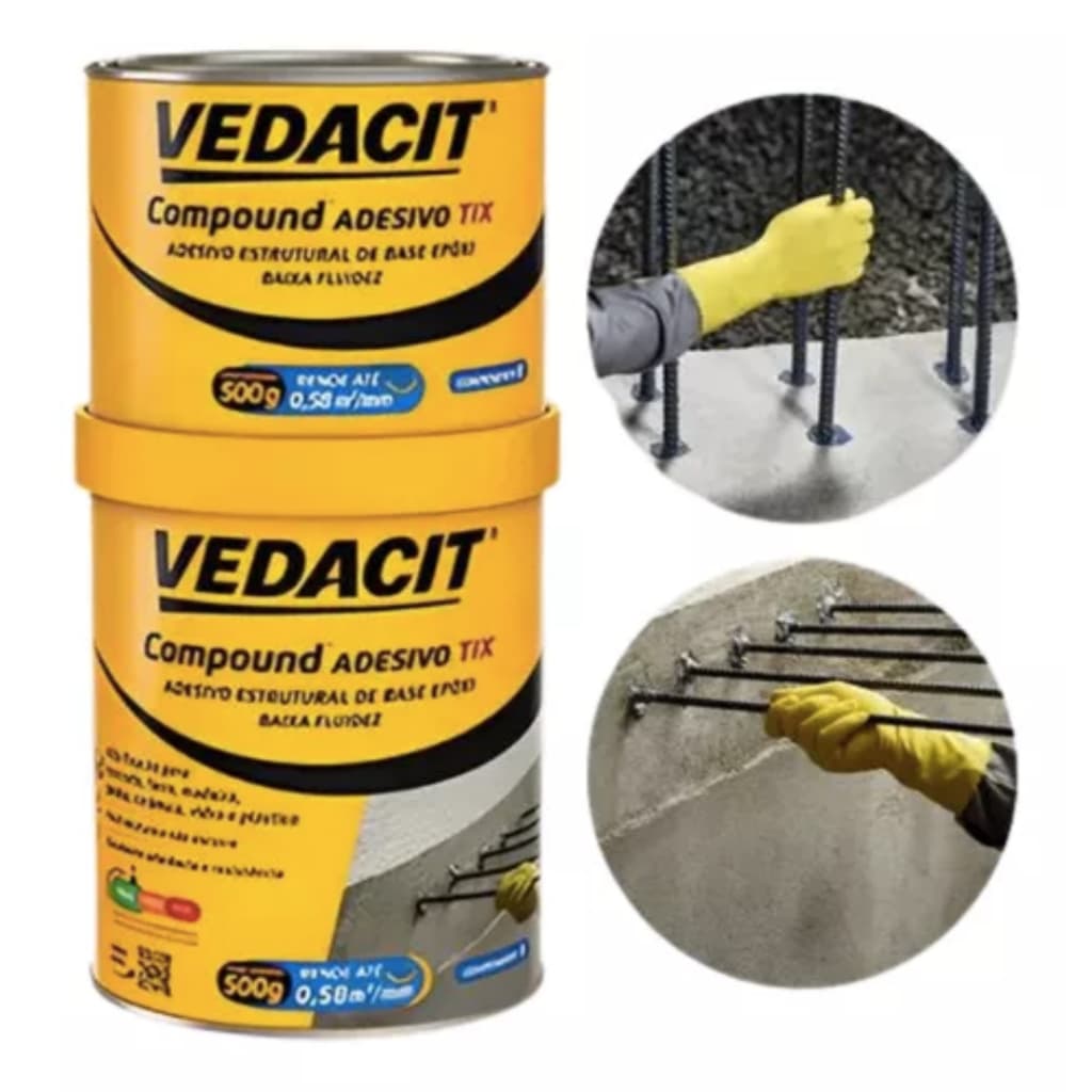 Vedacit Compound Epóxi Cinza 1kg - Adesivo Pastoso