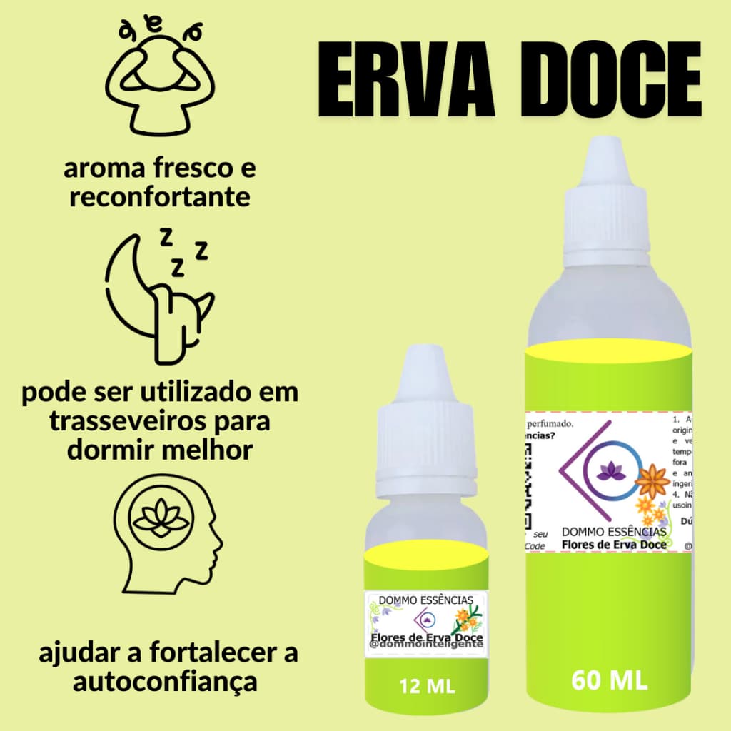 ERVA DOCE - Essência de 12 e 60 ml CONCENTRADA para Umidificador | Sabonete | Desinfetante | Disufor