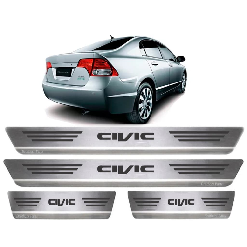Kit 4 Soleira Porta Aço Inox New Civic 2006 2007 2008 2009 2010 2011