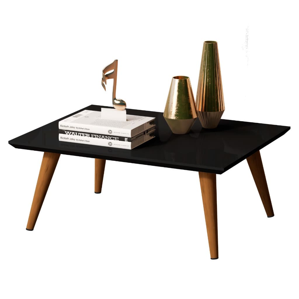 Mesa de Centro Dubai Retangular Sala Mesinha Decoração Café Madeira MDF cor Preto