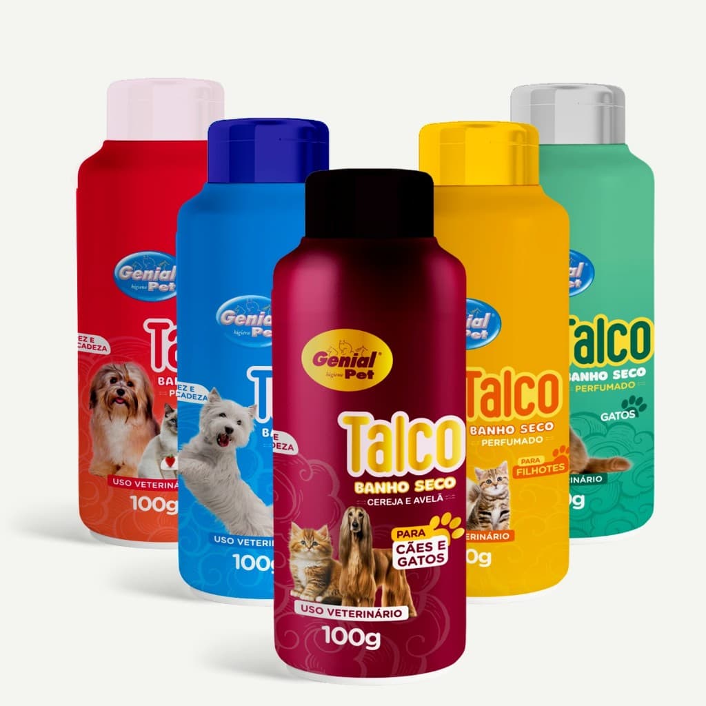 Talco para Cachorro e Gato Banho a Seco Pet Genial Pet 100 Gramas