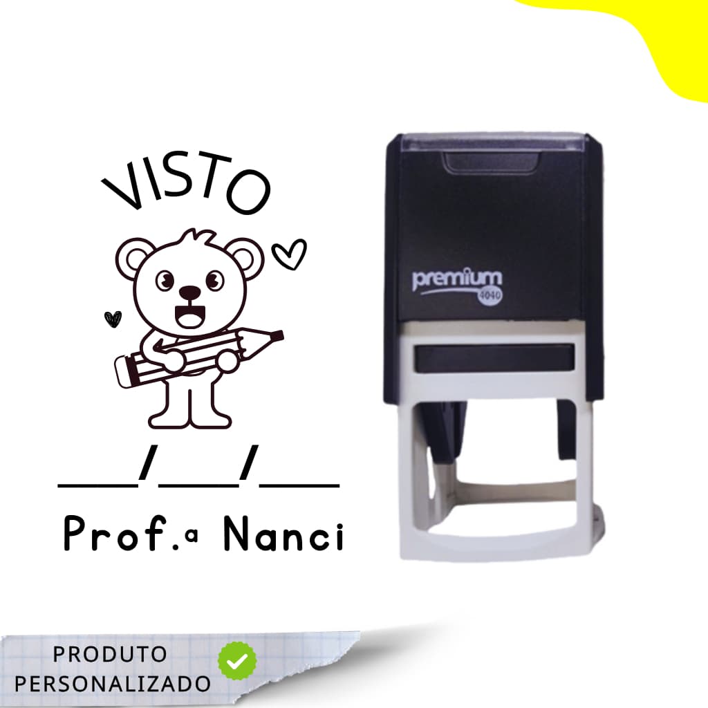 Carimbo Professora com nome - Carimbo Escolar com data - Carimbo Automático Personalizado