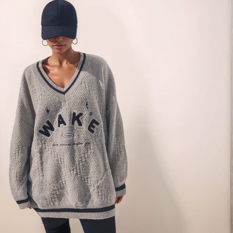 Blusa Suéter Casual Lã Penteada Unissex Cinza Oversized