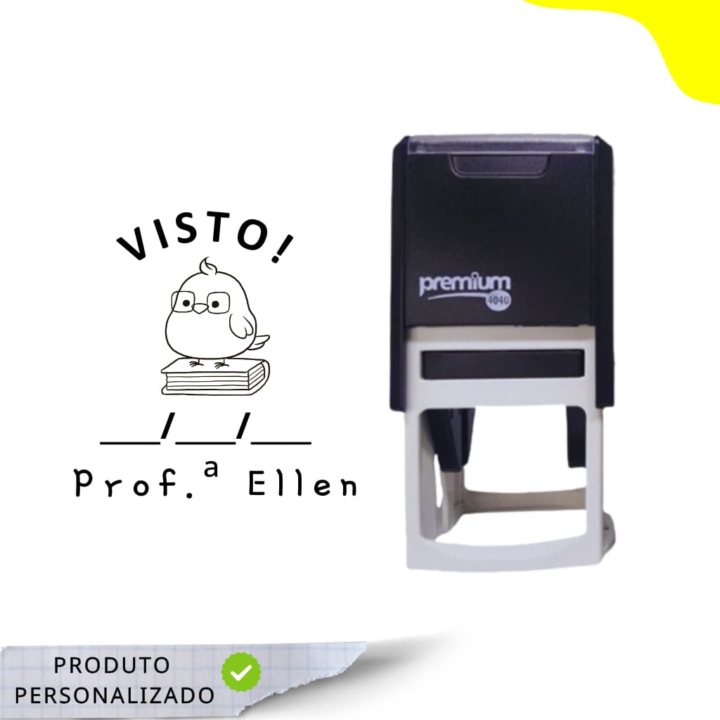 Carimbo Personalizado com nome - Carimbo Escolar da moda - Carimbo Automático Personalizado