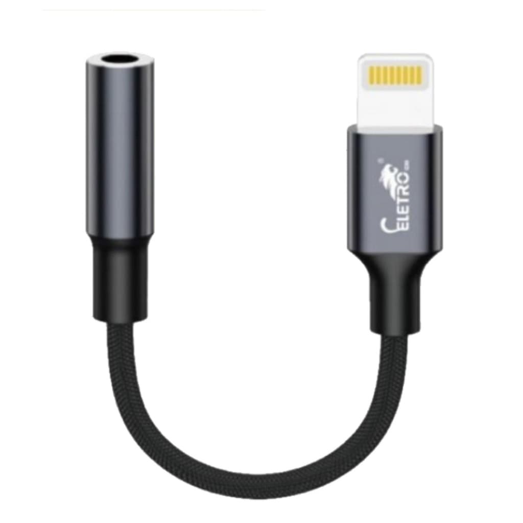 Cabo Adaptador Fone de Ouvido P2 para iPhone Lightning com Cabo de Nylon