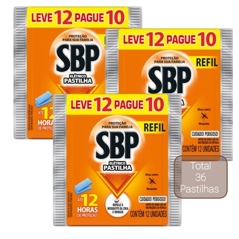 Kit 36 pastilhas SBP elétrico Refil Repelente de insetos