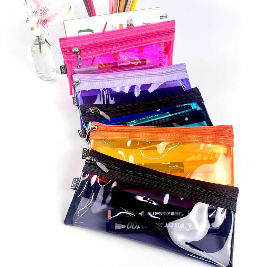 Estojo Transparente Colorido Carteira Com Elastico Porta Celular Necessaire Transparente Estojo
