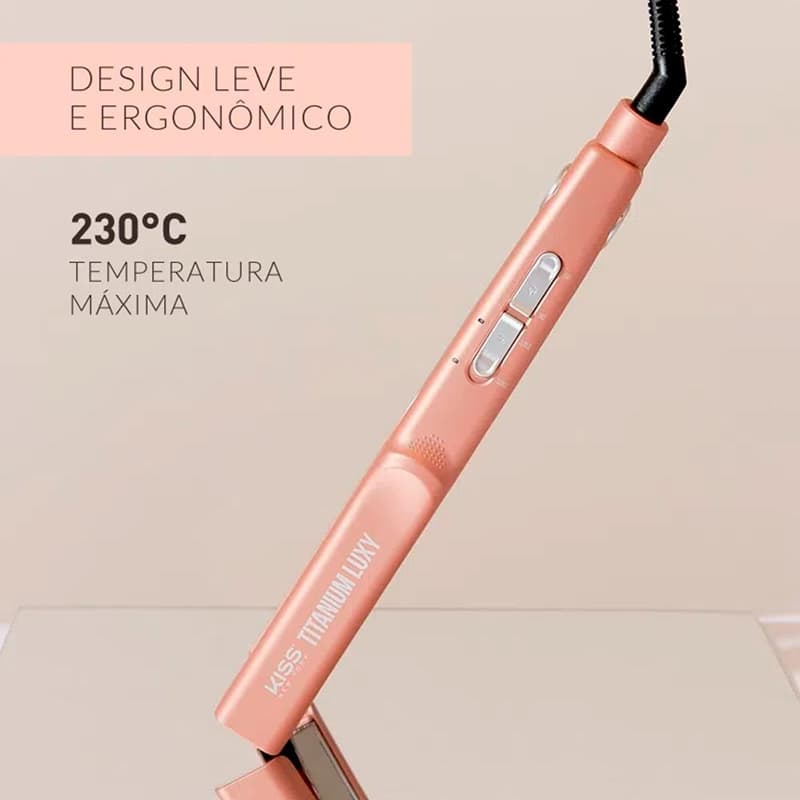 Prancha Alisadora Kiss New York Gold Edition Titanium Luxy 230°c Bivolt