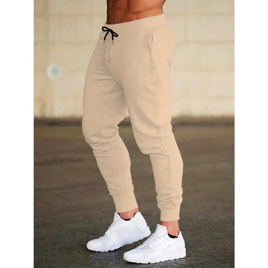 Calça Moletom Jogger Com Bolso Cordão Lisa Algodão Unissex Masculina