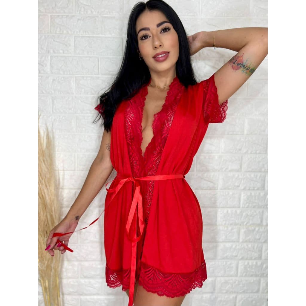Robe Feminino de Luxo Renda Microfibra Hobby Sensual Noite Envio Imediato