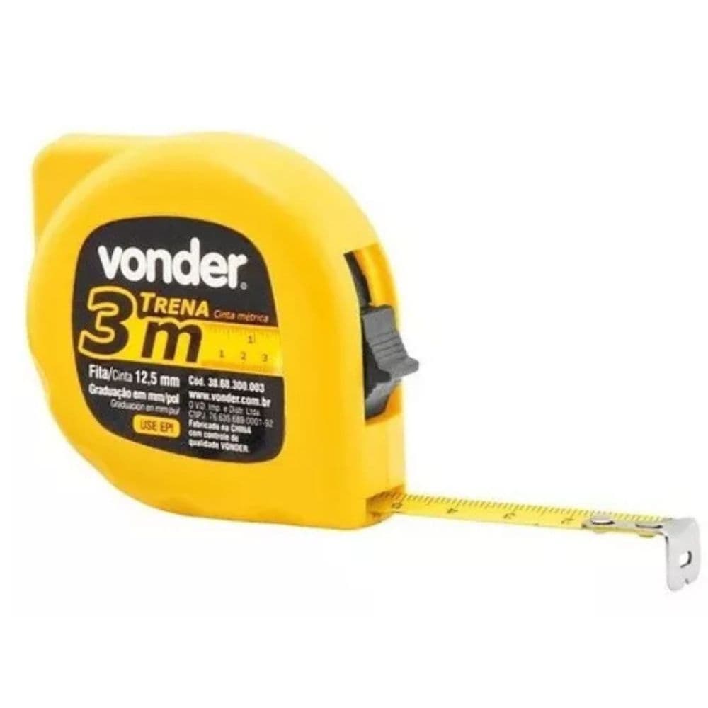 Trena Fita De Aço 3 Metros (1/2 ) Mm/pol (s/cart.) - Vonder