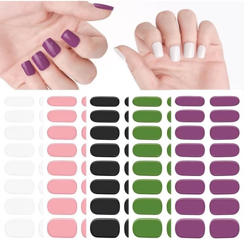 14 unidade Cor Perle/roxo Semi-Curada UV Gel De Unhas Autocolantes De Arte De Cobertura Completa Tiras Prensa