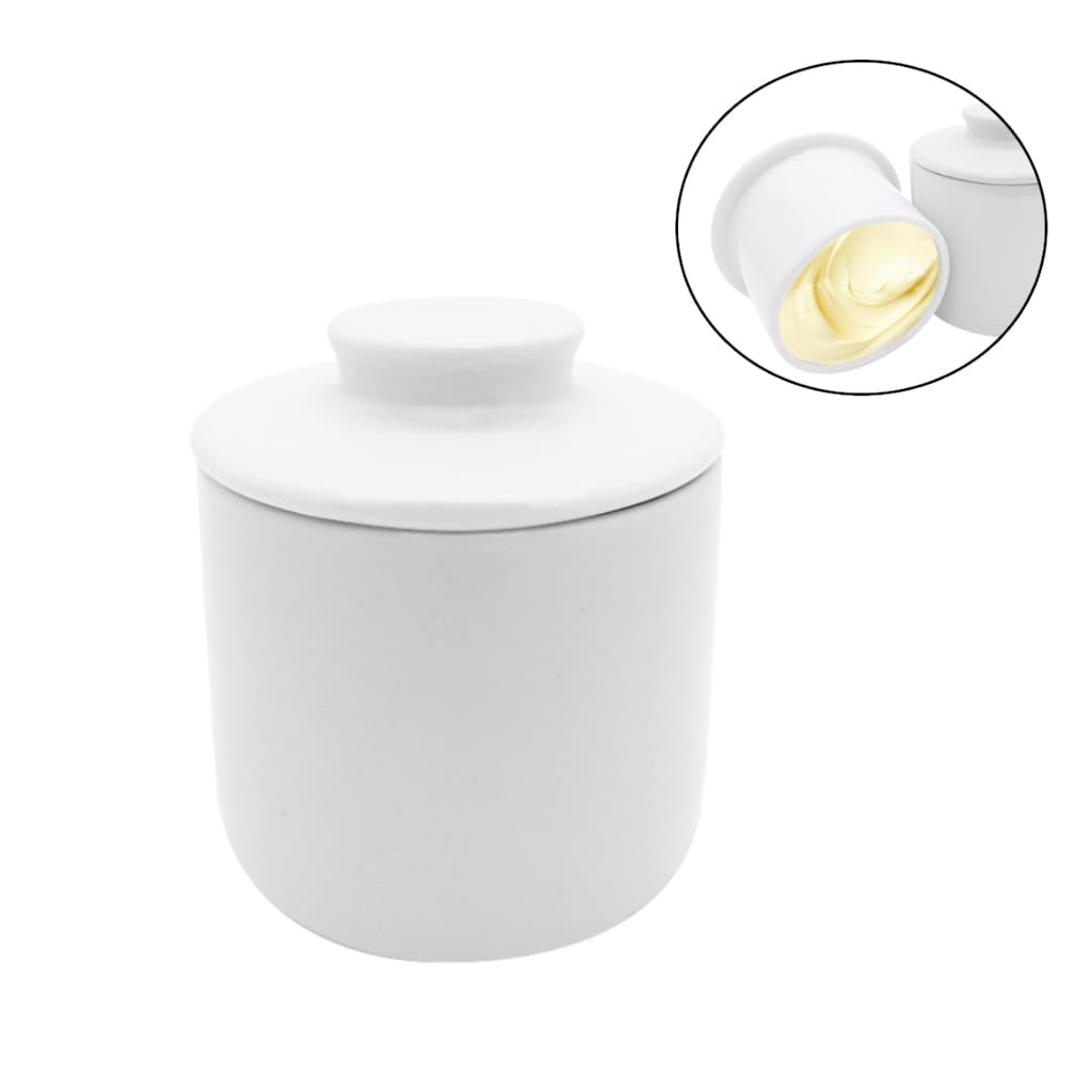 Manteigueira Francesa Porcelana Branca Porta Manteiga